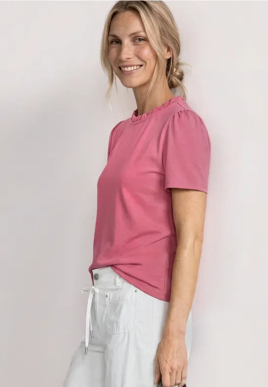 Street One Frill Neck Jersey Top | Short Sleeve | 325614