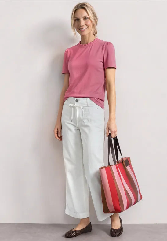 Street One Frill Neck Jersey Top | Short Sleeve | 325614