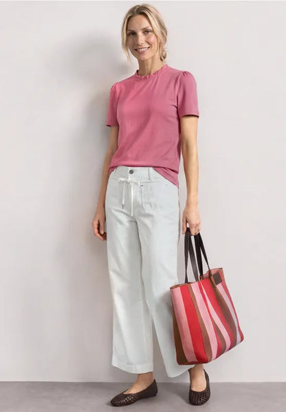 Street One Frill Neck Jersey Top | Short Sleeve | 325614