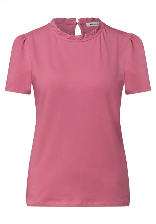 Street One Frill Neck Jersey Top | Short Sleeve | 325614