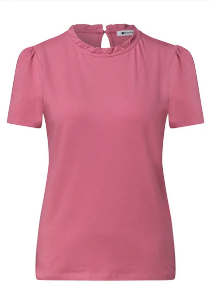 Street One Frill Neck Jersey Top | Short Sleeve | 325614