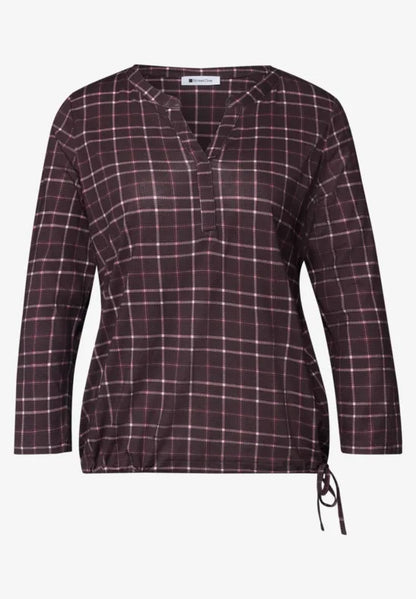 Street One Cotton 3/4 sleeve Top with drawstring waist in Rustic Rouge 325621 1