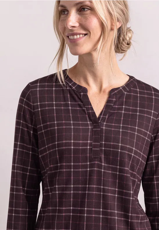 Street One Cotton 3/4 sleeve Top with drawstring waist in Rustic Rouge 325621 1