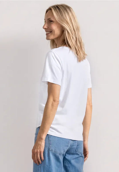 Street One Cotton photo print T Shirt in White or Blush Berry 325632