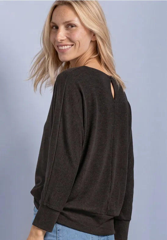 Street One Batwing Fine Knit In Black Coffee 325706
