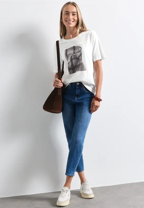 Street One Cotton Blend Photo Print T Shirt 325718