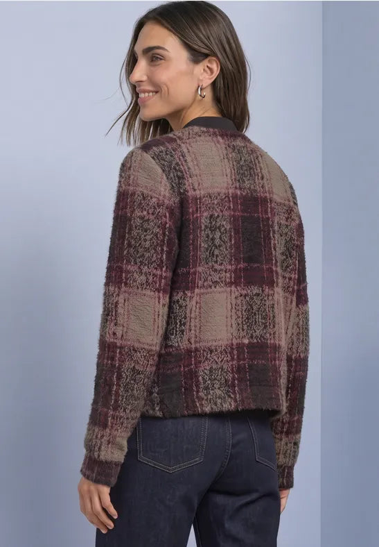 Street One Check Knit Jacket with Zip and Pockets 325844