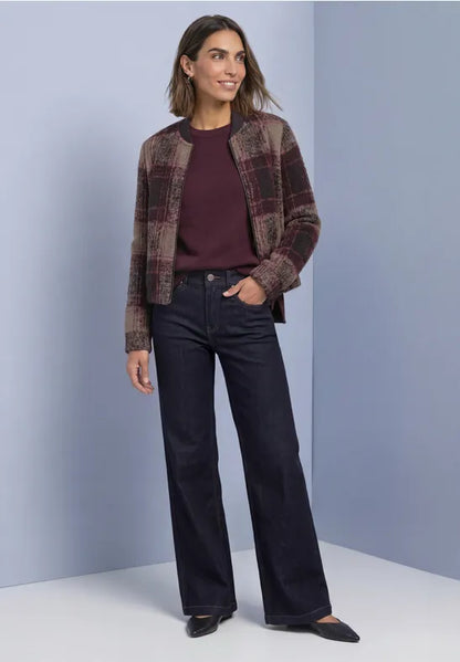 Street One Check Knit Jacket with Zip and Pockets 325844
