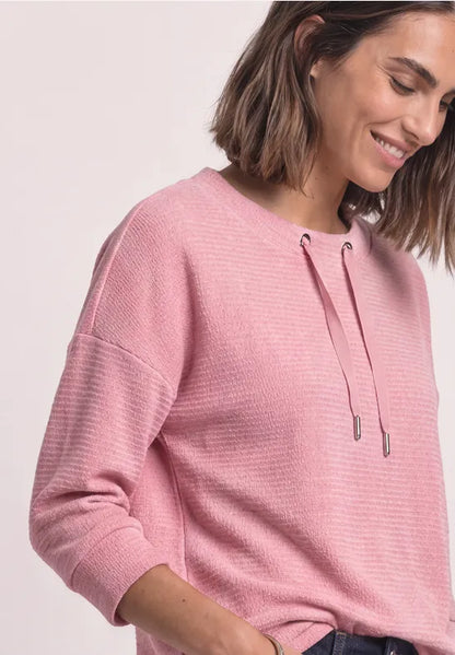 Street One 3/4 Sleeve Velvety feel Top with funnel neck 325847