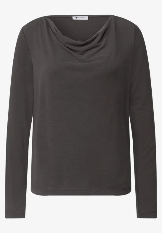 Street One  Silk-look shirt with waterfall front 326056