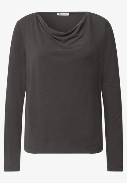 Street One  Silk-look shirt with waterfall front 326056
