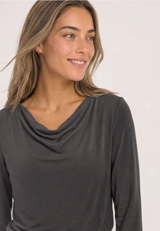 Street One  Silk-look shirt with waterfall front 326056