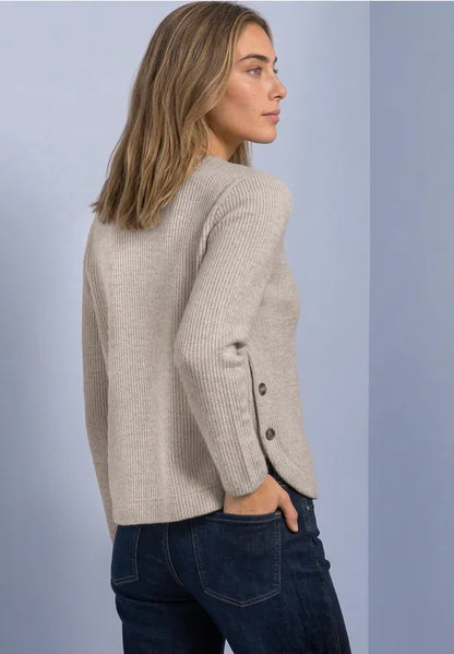 Street One Round Neck Rib Jumper with side button details  326057