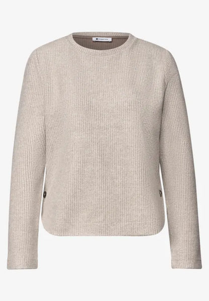 Street One Round Neck Rib Jumper with side button details  326057