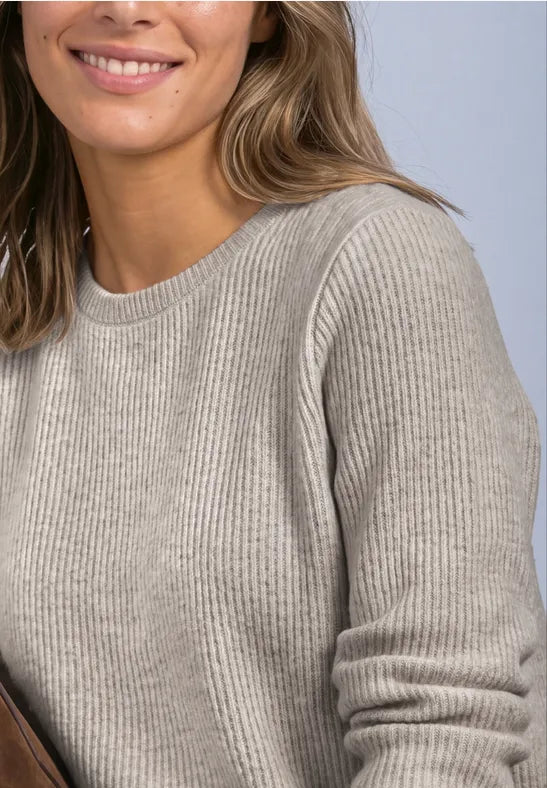 Street One Round Neck Rib Jumper with side button details  326057