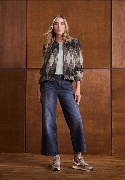 Street One Argyle print knit  jacket with zip  326066