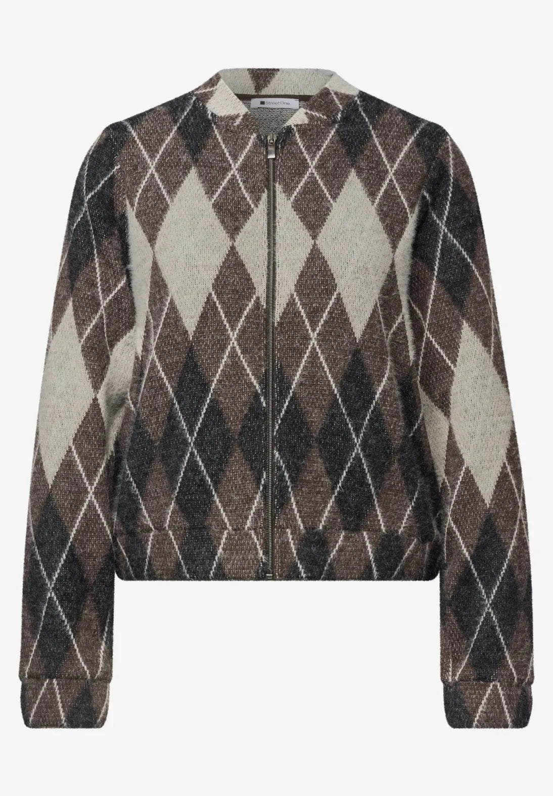 Street One Argyle print knit  jacket with zip  326066