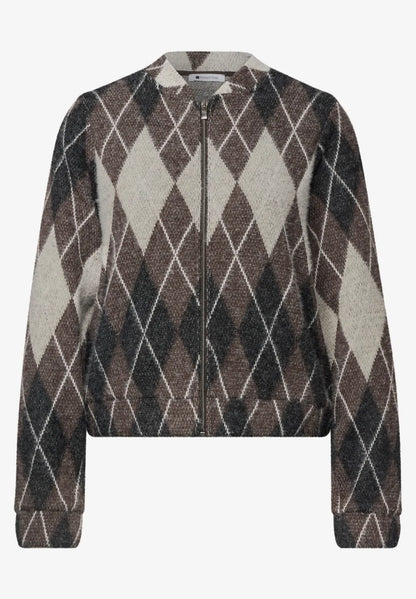 Street One Argyle print knit  jacket with zip  326066