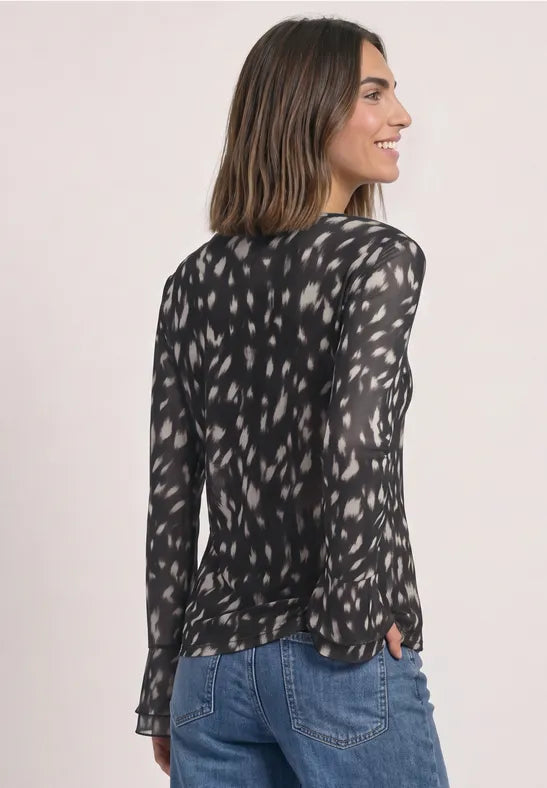Street One Mesh shirt with long ruffled sleeves 326072