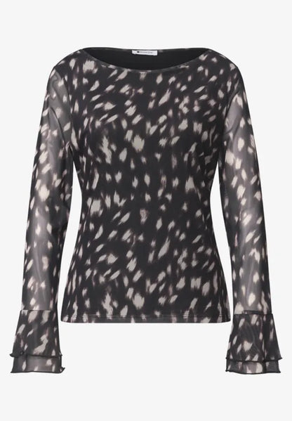 Street One Mesh shirt with long ruffled sleeves 326072