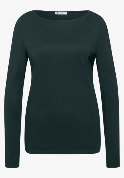 Street One Cotton  Long Sleeve Double Layer top in Stormy Green 326077