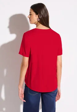 Street One Red Short sleeve blouse with v neckline 345525