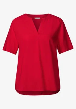Street One Red Short sleeve blouse with v neckline 345525