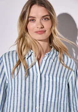 Street One Linen Stripe shirt in Blue 345632