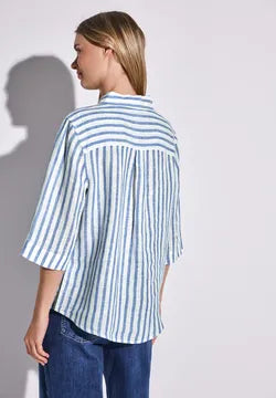 Street One Linen Stripe shirt in Blue 345632