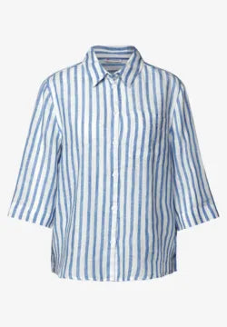 Street One Linen Stripe shirt in Blue 345632