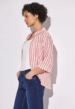 Street One Linen Stripe shirt Red