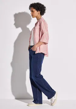 Street One Linen Stripe shirt Red