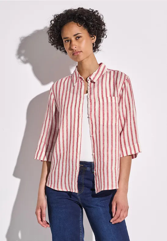 Street One Linen Stripe shirt Red