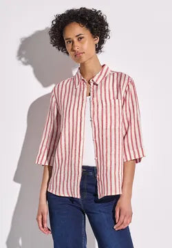 Street One Linen Stripe shirt Red