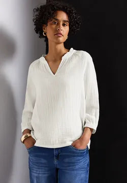 Street One pure cotton muslin blouse  345736 White