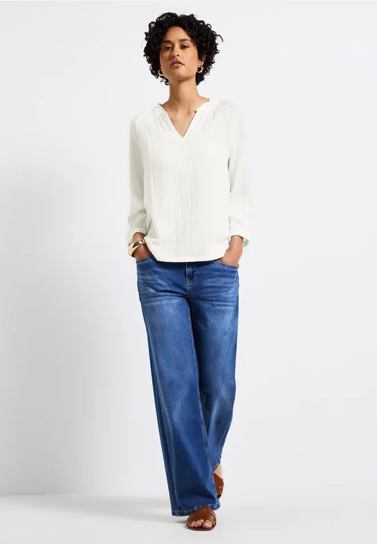 Street One pure cotton muslin blouse  345736 White