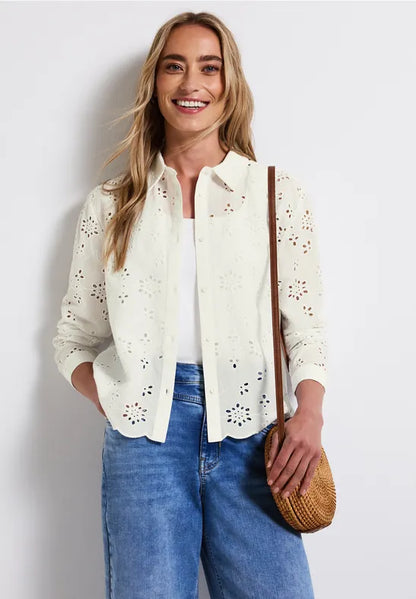 Street One eyelet embroidery blouse in crisp white 345738