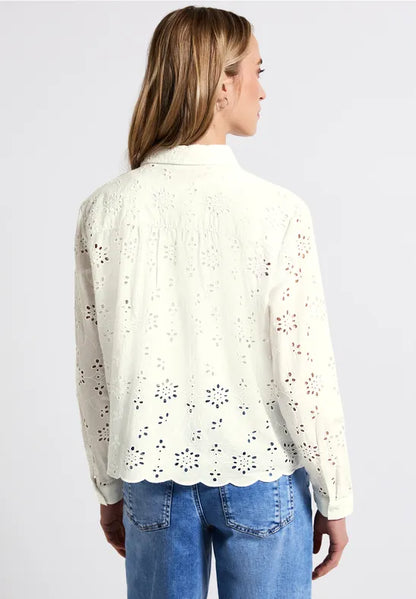 Street One eyelet embroidery blouse in crisp white 345738