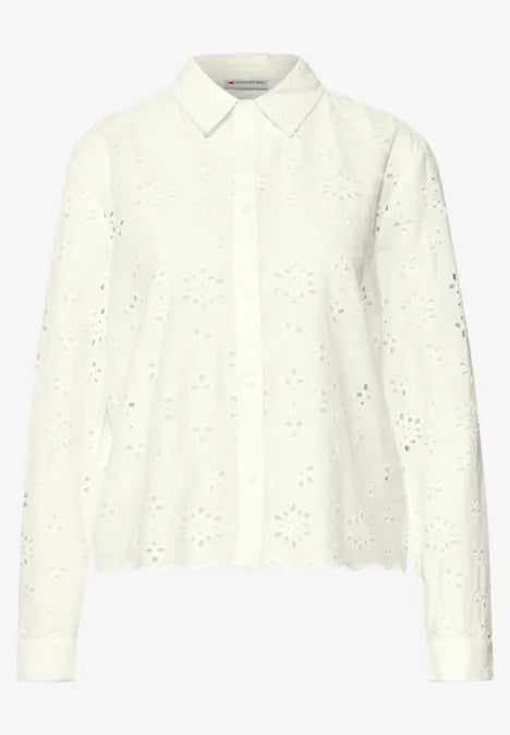 Street One eyelet embroidery blouse in crisp white 345738
