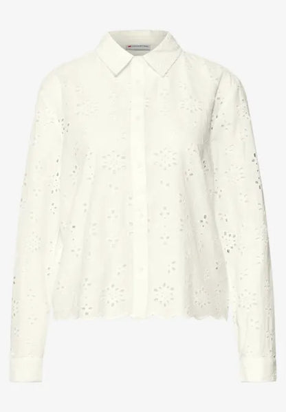 Street One eyelet embroidery blouse in crisp white 345738
