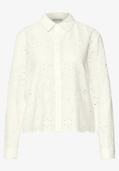 Street One eyelet embroidery blouse in crisp white 345738