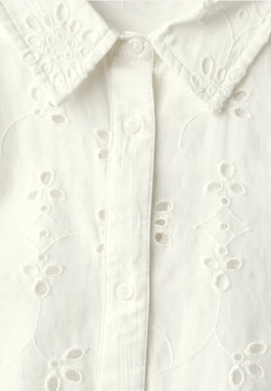 Street One eyelet embroidery blouse in crisp white 345738