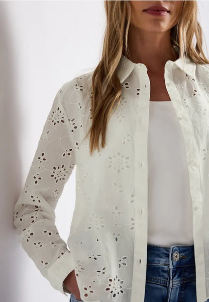Street One eyelet embroidery blouse in crisp white 345738