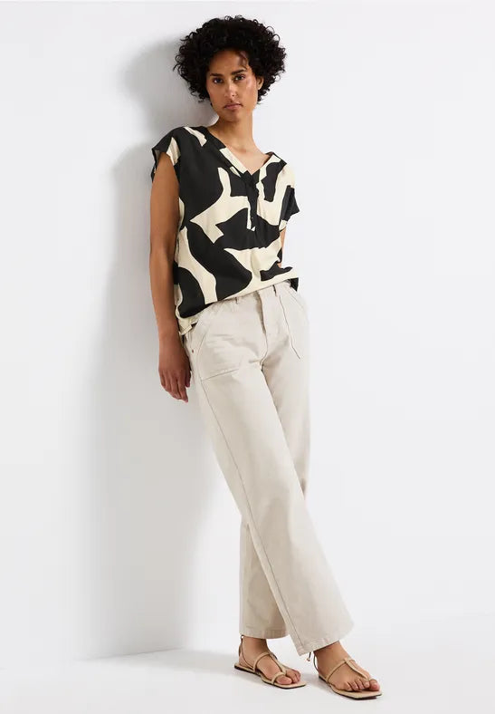 Street One Print v Neck Blouse 345739