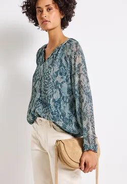 Street One Chiffon blouse in snakeskin print with jersey lining  345892