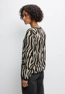 Street One Brown Print V Neck blouse 346048
