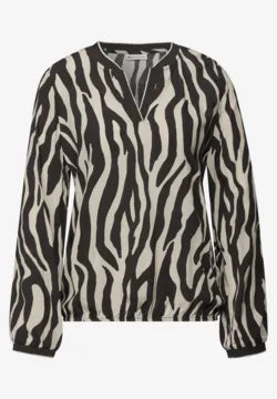 Street One Brown Print V Neck blouse 346048