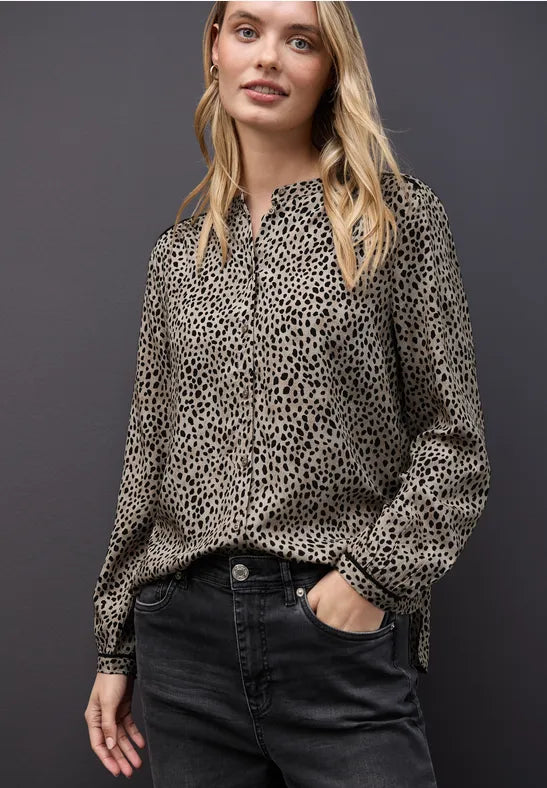 Street One Leo Print Blouse with piping detail 346114