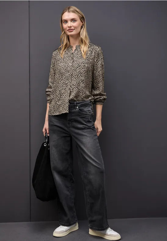Street One Leo Print Blouse with piping detail 346114