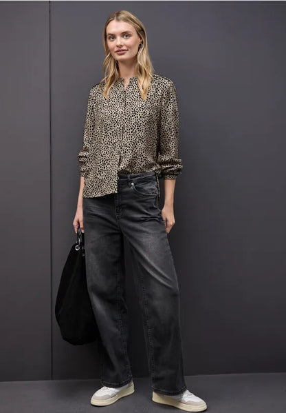 Street One Leo Print Blouse with piping detail 346114